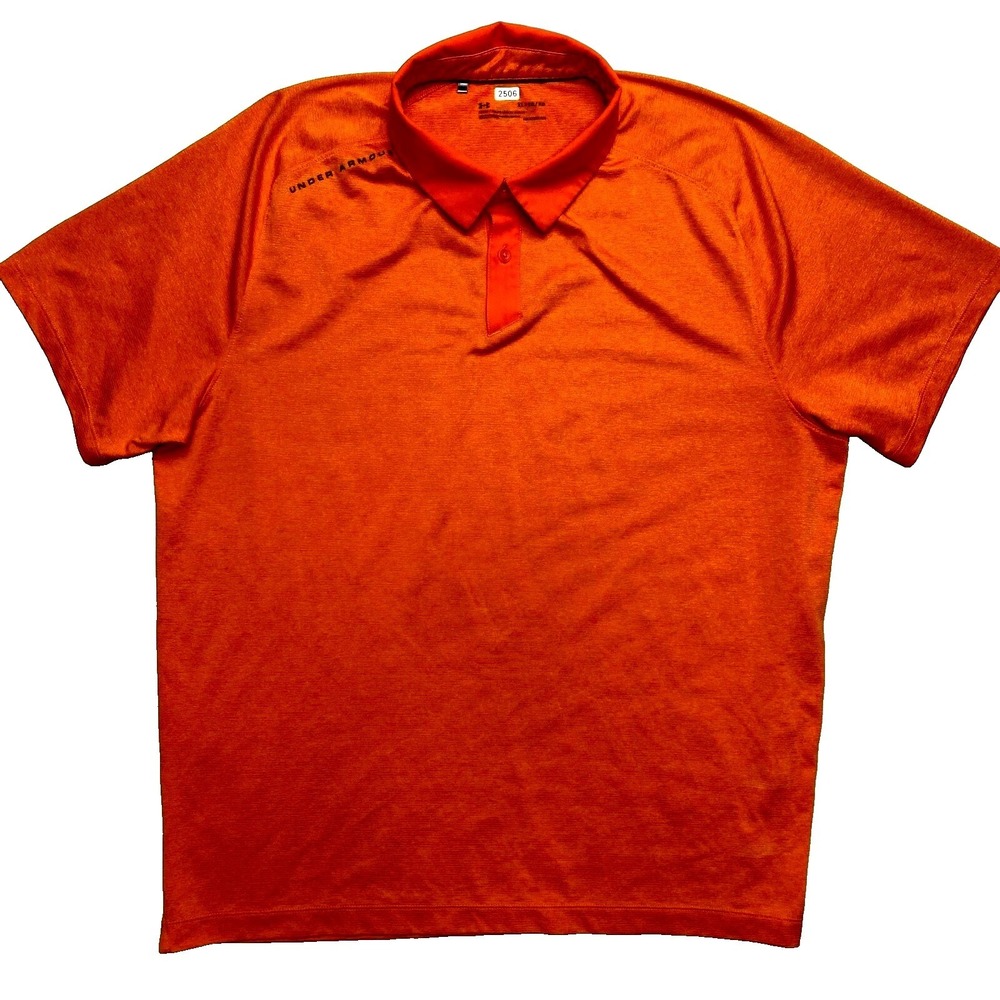 Under Armour Polo Shirt Mens Extra Large Orange Short Sleeve Golf Heatgear
